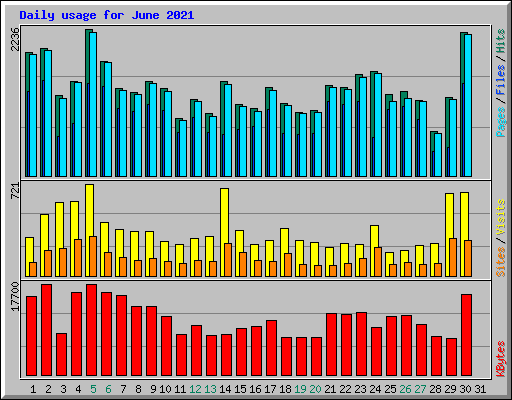 Daily usage for June 2021